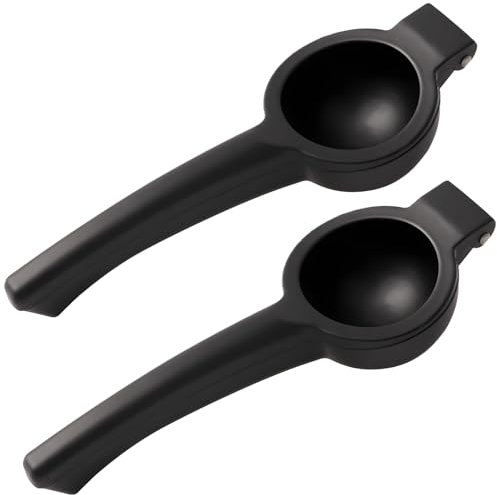 Funabridge Lot de 2 presse-citron robustes en aluminium avec long manche, design en arc pour un jus efficace des citrons et citrons verts, noir