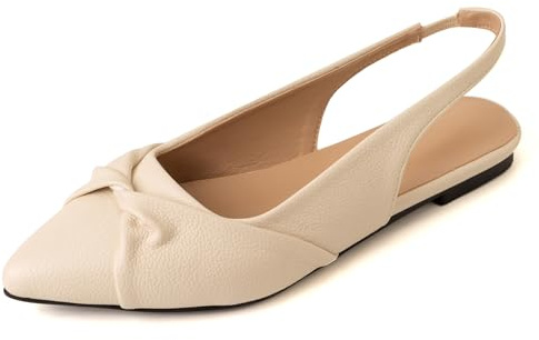 Gicoiz Office Flats Pointed Toe Women Work Slingback Dolly Shoes