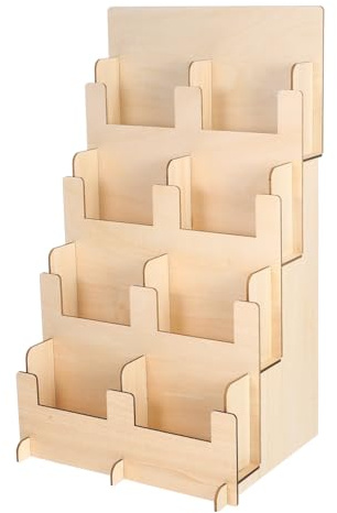 Sewroro 4Stufe Multilayer Wooden Card Display Stand Rack für Postkarten Fotos Grußkarten Robuste Holzstruktur Minimalistisches Design für Verschiedene Stickergrößen und Vielseitige Anwendungen
