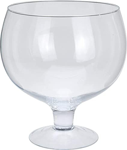 Elegant Tall Clear Glass Vase - Footed Centerpiece for Flowers Decorative Table Display - Perfect for Home Decor and Events Brandy on Foot Design