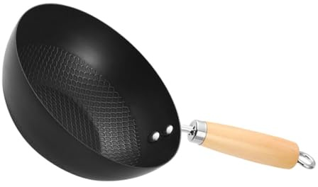 UTHCLO Sartén Wok Pequeño 20cm De Hierro Sin Recubrimiento Antiadherente Para Cocina Multifunción, Apto Para Inducción, Adecuado Para Uso Doméstico y Cocinar Saludable