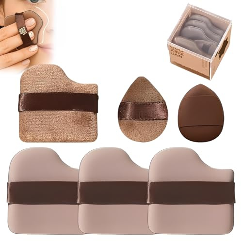 Chocolate powder puff,éponges pour fond de teint humides et sèches, mini-poudriers, ou fond de teint, estompage, correcteur et poudre, sans manger de poudre (1 boîte (6 pièces))