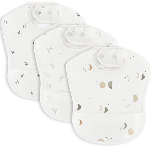 Susurration Baby Lätzchen Wasserdicht Ltzchen 3 Stück Kleinkind Fütterlätzchen Mit Auffangschale Waschbar Sabberlätzchen für Jungen und Mädchen (Grau)