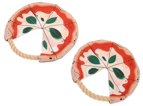 LOLIPPYY Dischi da Lancio per Cani Cuccioli in Corda di Cotone a Forma di Pizza, 2 Unità, Resistenti alla Masticazione, Facili da Afferrare per Giochi All'aperto e Addestramento