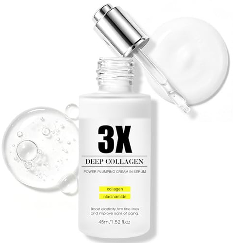 Deep Collagen Serum, Siero Collagene Viso, Siero Viso Antirughe, Deep Collagen Power Boosting Cream in Serum per Riduce la Perdita di Collagene e Aumenta L'elasticità Della Pelle, 45 Ml