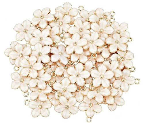 RIIRCSGE 50 Stück Charms Anhänger Set, Emaille Mini Charms für Armbänder, Schmuck Anhänger Set, für DIY Armband und Halskette, Schmuck Selber Machen, Schlüsselanhänger zum Basteln | Emaille Blume Charms Sets, Emaille Farbe Metall Charms für DIY Halskette Armband Ohrringe Schmuck Schlüsselanhänger