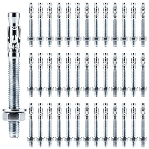 AKOLAFE 40 tacos M6 x 60 mm galvanizados para cargas pesadas M6