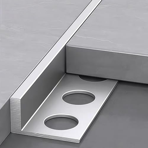 Aluminium eloxiert Übergangsprofil Fliesenprofil Lang 125CM*2 Stück Fliesen Abschlussleiste Abschlussprofil L-profil Kantenschutz Für Keramikfliesen, Böden, Täfelungen(Mattsilber,6mm)