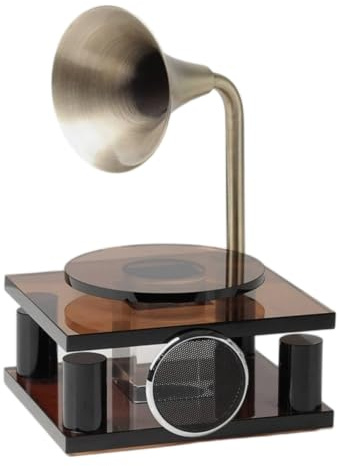 Dickly Crystal Phonograph Gramophone Ornament Sculpture Figurine With Compact Decorative Profile And Sturdy Highlight Suitable for shelf display entryway decor desk decoration home decor, Brown