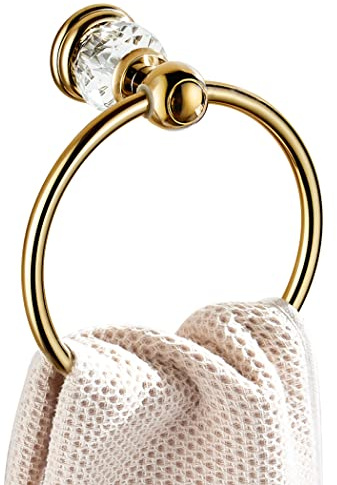 WINCASE Anneau Porte-Serviettes Rond en Cristal doré pour Salle de Bain, Support Mural décoratif