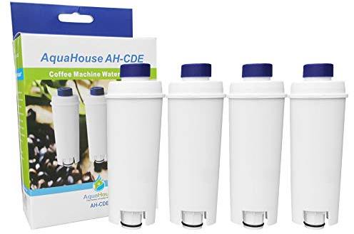 4 x AquaHouse AH-CDE Kompatible Ersatzfilter für DeLonghi Wasserfilter Kartusche DLSC002, SER3017, 5513292811, für Kaffeemaschine