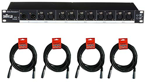 CHAUVET DJ Data Stream 4 DMX-512 Optical Splitter with (4) XLR-XLR Cable Bundle