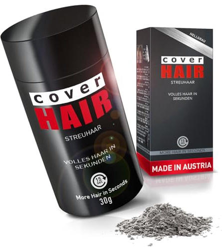 Cover Hair® Premium Streuhaar - 26g I Schütthaar zur Haarverdichtung & Ansatzkaschierung - Natürlicher Look in Sekunden I Hair Fiber für Männer & Frauen I Streuhaar Hellgrau