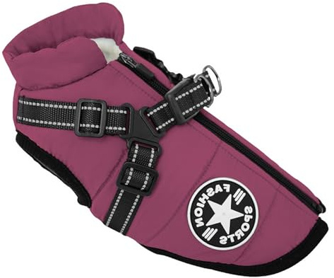 Hundejacke mit Geschirr für kleine Hunde, Outdoor-Hunde-Sportweste, warmer Haustier-Winterjacke für Katzen, Welpen, kleine Hunde