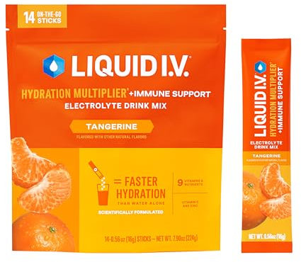Liquid I.V.® Hydration Multiplier +Immune Support - Tangerine | Electrolyte Powder Drink Mix | 1 Pack (14 Servings)