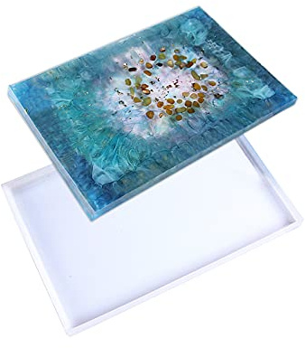 Molde rectangular grande de resina, moldes de silicona de gran tamaño para epoxi, molde de silicona para posavasos de resina DIY, molde de silicona de 11.8 x 7.8 pulgadas