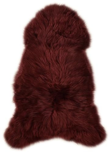 generisch Lammfell Merlot dunkel Rot Langwollig 110-120 x 60 cm Schaffell von KUHFELLE online