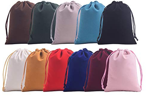 KONMAY 22 Stück Gemischt weicher Samtbeutel Schmuckbeutel mit Kordelzug, 12x15cm Samt Säckchen Hochzeit Party Geschenksäckchen