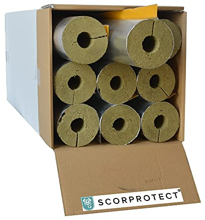 Caja de cartón completo con revestimiento de aluminio, aislamiento de tuberías, lana de roca con conductividad térmica 0.040 (lana de roca, 42 x 40 mm x 1 metro)