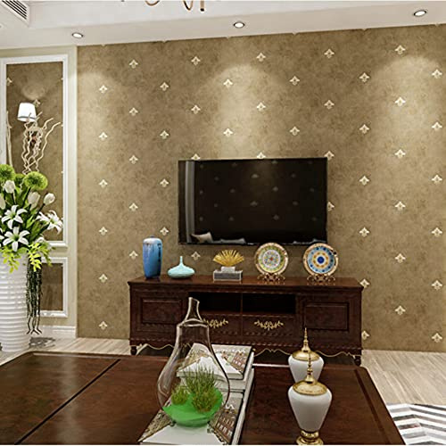 MEAIHOME Amerikanischer Landhausstil Vlies-Tapete Retro Europäische Blume Schlafzimmer Wohnzimmer Kinderzimmer TV Hintergrund Wand Geschäft Dekoration 1.73'W x 32.8'L Nicht Geklebt(Retro Gelb)