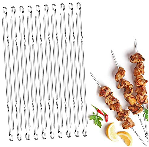 20 pezzi Spiedini Piatti da Barbecue in Acciaio Inossidabile Spiedini in Metallo Riutilizzabili Spiedini BBQ Spiedi Piatti Per feste campeggio all'aperto Per frutta e verdura carne gamberi e pesce