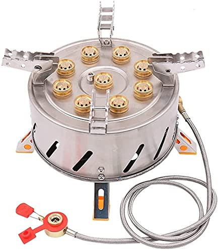 JSY 19800 W de alta potencia Camping estufa de gas Nine-core Boquilla de llama al aire libre quemador de gas estufa equipo de camping horno estufa portátil estufa estufas de campamento