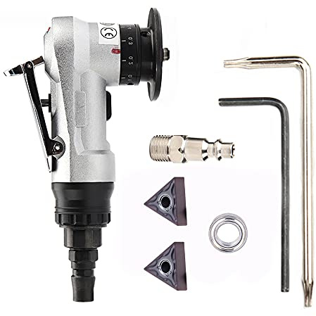 SI FANG Mini 45° Pneumatic Chamfering Machine Set with 2Pc Replaceable Precision Blade and Bearing, Manual Linear Chamfering Tool with 1/4 Air Inlet, for Metal Burr Trimming & Arc Corner Deburring