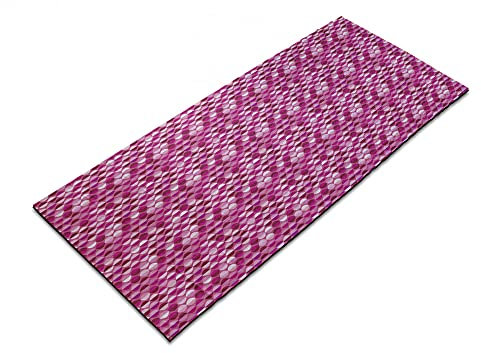 ABAKUHAUS Fuchsie Yoga-Mattenhandtuch, Geometrische Vertikal Kreise, rutschfeste schweißabsorbierende Yoga Pilates Workout Pad Abdeckung, 64 cm x 178 cm, Fuchsia-Pink