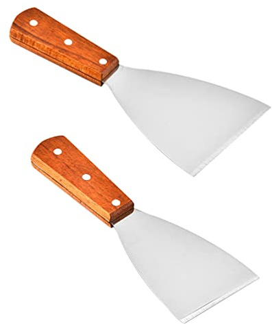 Hemoton Steak Shovel Set Stainless Steel Cooking Spatulas with Ergonomic Non-Slip Handles Lightweight Grill Turners for Bbq Pancakes Pizza Outdoor Cooking Tools