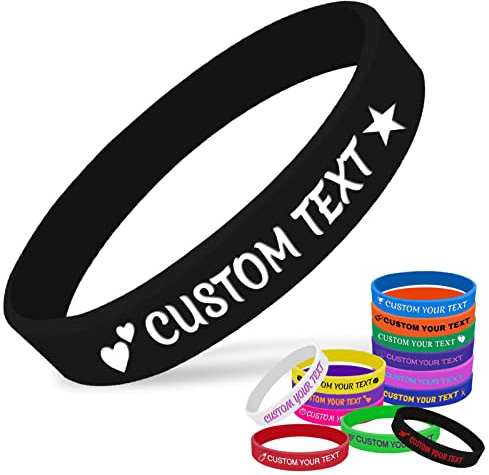 Aolun Personalisierte Silikonarmbänder Individuell gravierte Gummiarmbänder Personalisierte Armbänder mit Text für Veranstaltungen, Geschenke, Bewusstsein, Party