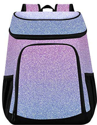 Kühlrucksack mit funkelndem rosa und blauem Glitzer, wiederverwendbar, isoliert, große Kapazität, Kühltaschen für Damen und Herren, Picknick, Arbeit, Uni, Wandern, Camping, Büro, Strand