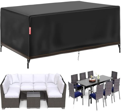 VniYors Abdeckung GartenmöBel Winterfest, 420d Oxford GartenmöBel Abdeckung Wasserdicht, SchutzhüLle GartenmöBel Winterfest für Gartentische Terrassenmöbel（213×132×74CM Schwarz）