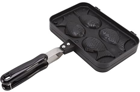 Taiyaki Stampo per Torte a Forma di Pesce,Waffle Cake Maker Pan Pancake Doppio Stampo con Manico Lungo, Taiyaki Fish Waffle Maker, Pancake a Forma di Pesce per la Casa Cucina Fai da Te Party Dessert