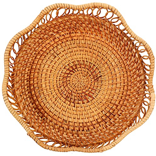 Cabilock Cesta De Rattan Woven Para Frutas y Almacenamiento Casa Diseño Para Snacks y Decoración De Sala De Cesta De Almacenaje Para Picnics y Cocina