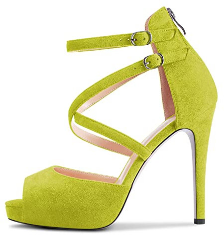 Castamere Donna Spillo Alto High Tacco Heel Aperte sulla Punta Sandali Cinturino Incrociato Two-Piece Fibbia da Matrimonio Ufficio Feste Sexy Scarpe Verde Lime 45 EU