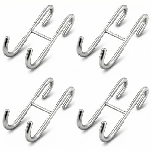 QWORK® Lot de 4 acier inoxydable 304 léger crochet mural cabine de douche, crochets de porte de douche pour salle de bains en verre, crochets pour paroi de douche salle de bain