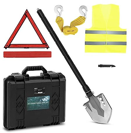 hillvert HI-MTS-2000 - Vanga di sopravvivenza con 11 funzioni + valigetta di sopravvivenza pieghevole multifunzione per campeggio