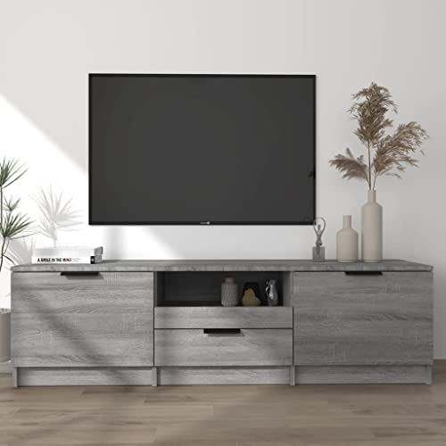 Higsose TV-Schrank 140x35x40cm Grau,Holzwerkstoff,Fernsehschrank Wird,TV-Ständer,HiFi-Schrank,Kommode Holz,Stauraumschrank,Regal Schrank,TV-Schrank Im Industrie-Design,Beistellschrank