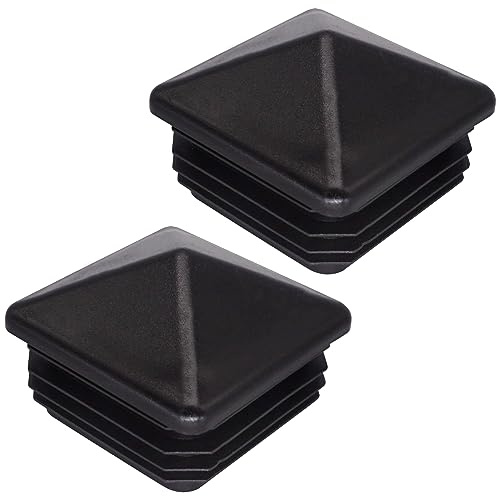 SKIR'CO (2 Stück) Vierkantrohrstopfen 60 x 60 mm, Rohrendkappen, Zaunpfahlstopfen, Vierkantrohreinsätze, schwarz RAL 9005