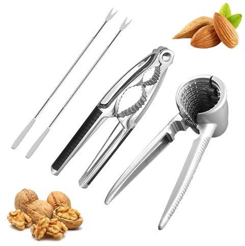 Bubuny Cascanueces de Acero Inoxidable, Multifuncional Cascanueces con Pinzas Cascanueces sin Esfuerzo, Abridor de Nueces con Mango Antideslizante para Nueces, Avellanas, Almendras