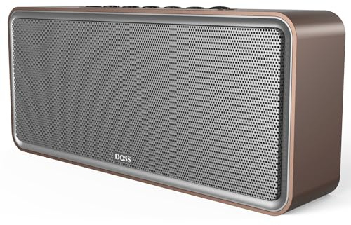 DOSS SoundBox XL 32W Bluetooth Speakers, Dual-Driver Wireless Bluetooth Home Stereo Speaker with 20W HD Sound, 12W Subwoofer, Bold Bass, Long Playtime for Echo Dot, Phone, Tablet, TV, Gift Ideas-Gold