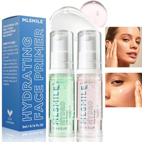 Sitovely 2 Pcs Base Hydratante pour le Visage, Face Primer, Bases de maquillage, Base de gel parfaite et transparente hydratante, Comble les pores et les ridules (5 ml x 2)