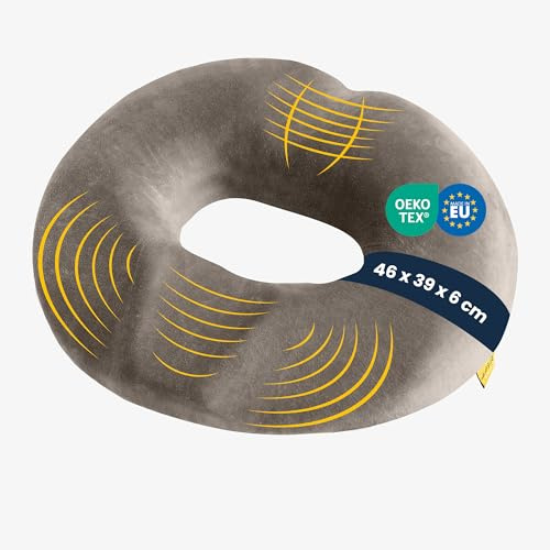 SLEEP COMFY Premium minnesskum sittring svanskottlindring, ortopedisk hemorrojder sittdyna rund, munkkudde, svanskoskudde antidekubitus sittdyna, sittmunk, hemoridkudde hålkudde