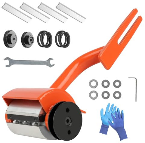 Holzschäler kompatibel mit Husqvarna, Entrindungsgerät, Entrindungswerkzeug mit 6 Länglichen Klingen, Werkzeug Zum Entrinden mit handschuhe/2 Keilriemen, Ablänghilfe Motorsäge Zubehör für Kettensäge