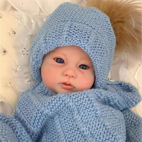ZTZHYZR Reborn Baby Silikon Reborn Puppe 20 Zoll/50 cm Reborn Baby Junge Handgemachte Blaue Augen Lebensecht Babypuppen Wie Echt mit Flasche und Schnuller für Baby Puppe ab 3 Jahre