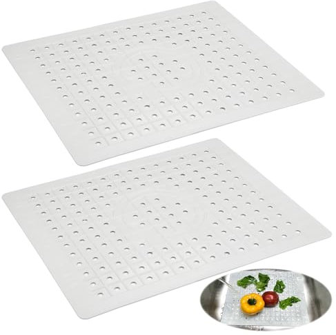 2 Stück Spülbeckenmatte, 31*26 cm Gummi Spülbecken Matte, TPR Quadratische Spülbeckenmatte Zuschneidbar, Spülmatte für Spülbecken, Hochtemperaturbeständig Spülbecken Einlage für Obst, Gemüse, Geschirr