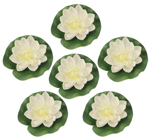 Cerioll Seerosen Künstliche, Künstliche Seerosen Schwimmend, Schwimmend Lotusblüten, Künstlicher Lotus, Seerosen Künstlich Lotusblüte, Artificialer Wasserlilie Lotus, Für Aquarium Garten Pool, 6 Stück