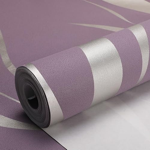 Camiraft Purple Wallpaper Wave Stripes 3D Embossed Thick Textured Silver Glitter Wallpaper Feature Stripe Non-Woven Geometric Patterned Taupe for Bedroom Adults Living Room Lounge Hallway