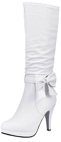 Stivali sopra il ginocchio Donna Estate Stivali Per Donna Donna Donna Stivali al ginocchio Fiocco Tacco spesso Stivali alti Tacco alto Stivali in pelle Stivali da donna Con Tacco Vintage