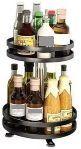 Gewürzhalter Gewürzständer Gewürz Regal 360° Drehbares Gewürzregal, Flaschenregal, Organizer Aus Edelstahl Für Küchenarbeitsplatte Gewürzregal(2-Layer)